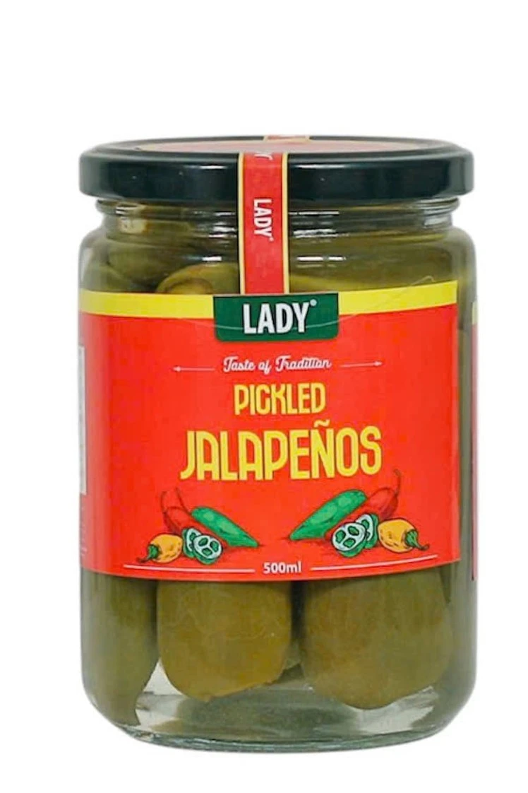 PIK.10    PICKLED JALARPENOS, 500 ml, mác LADY, 500 ml, exp. EURO & VIỆT NAM.