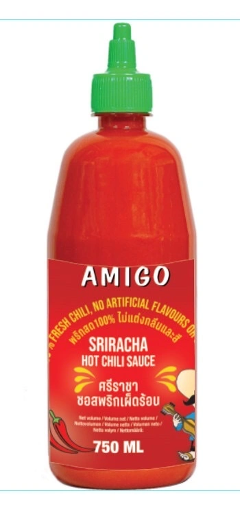 CL.14    SRIRACHA HOT CHILI SAUCE AMIGO (HET.: 750 ml, exp. EURO)